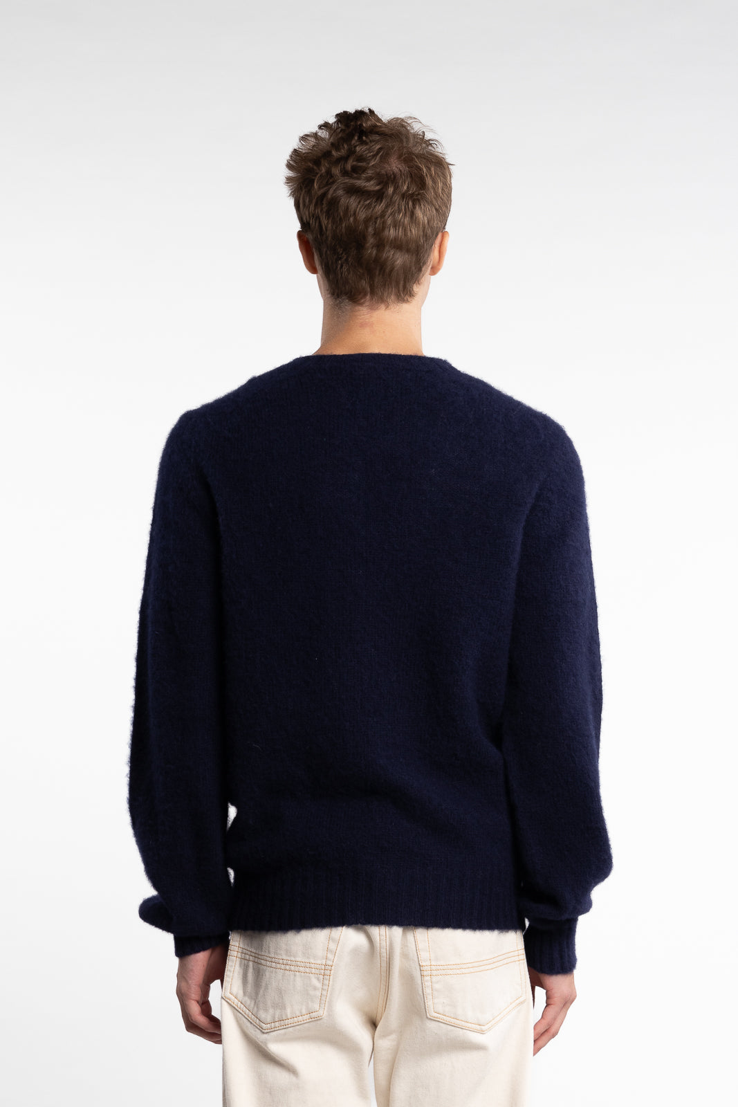 Brushed Shetland Crew Neck Jumper Navy