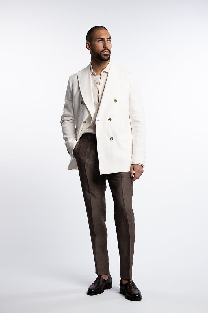 Farris Regular Fit Double Breasted Linen Blazer