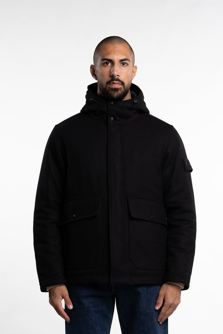 Ghost Flanella Lana/Nylon Jacket with Primaloft Insulation Black