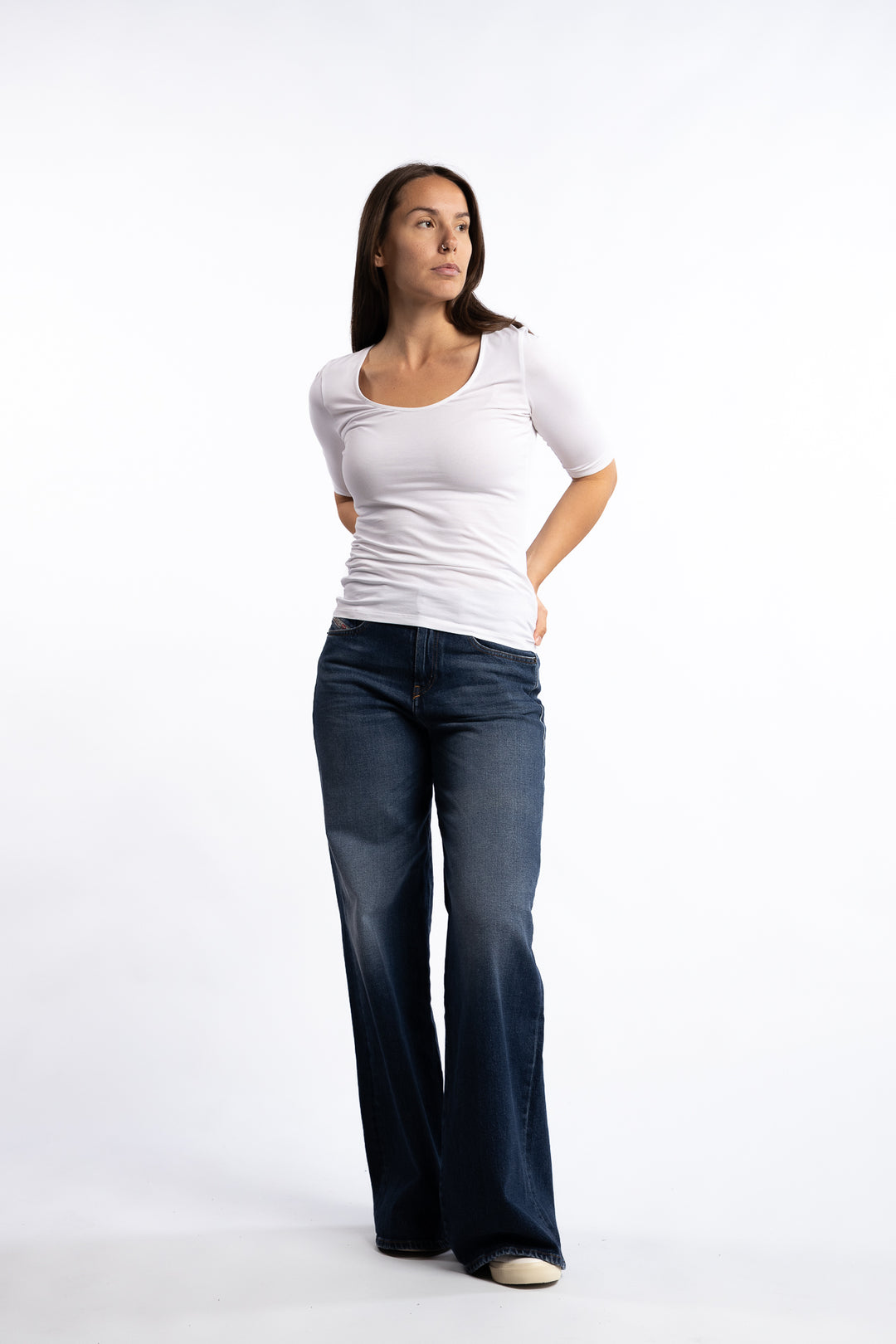 Cotton Stretch Scoop Neck Top