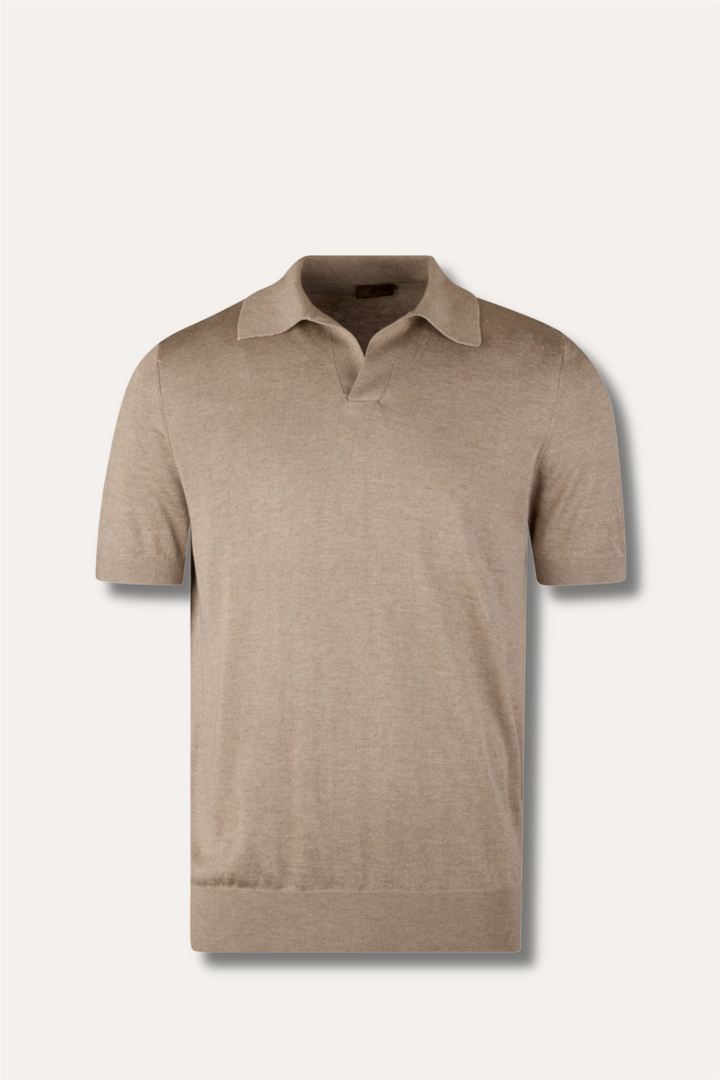 Polo Shirt Knitted Silk/Cashmere Beige