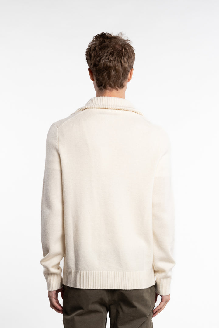 New Hertford Merino Half Zip Off-White