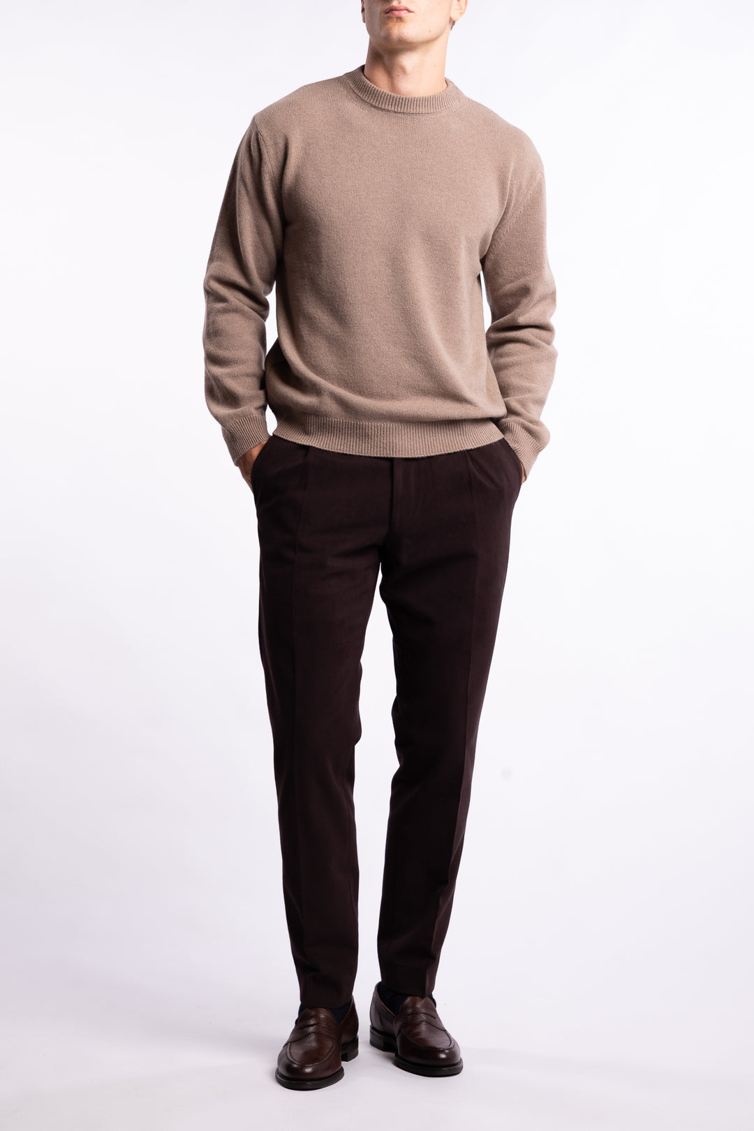 Parma Brushed Cotton Trousers Dark Brown