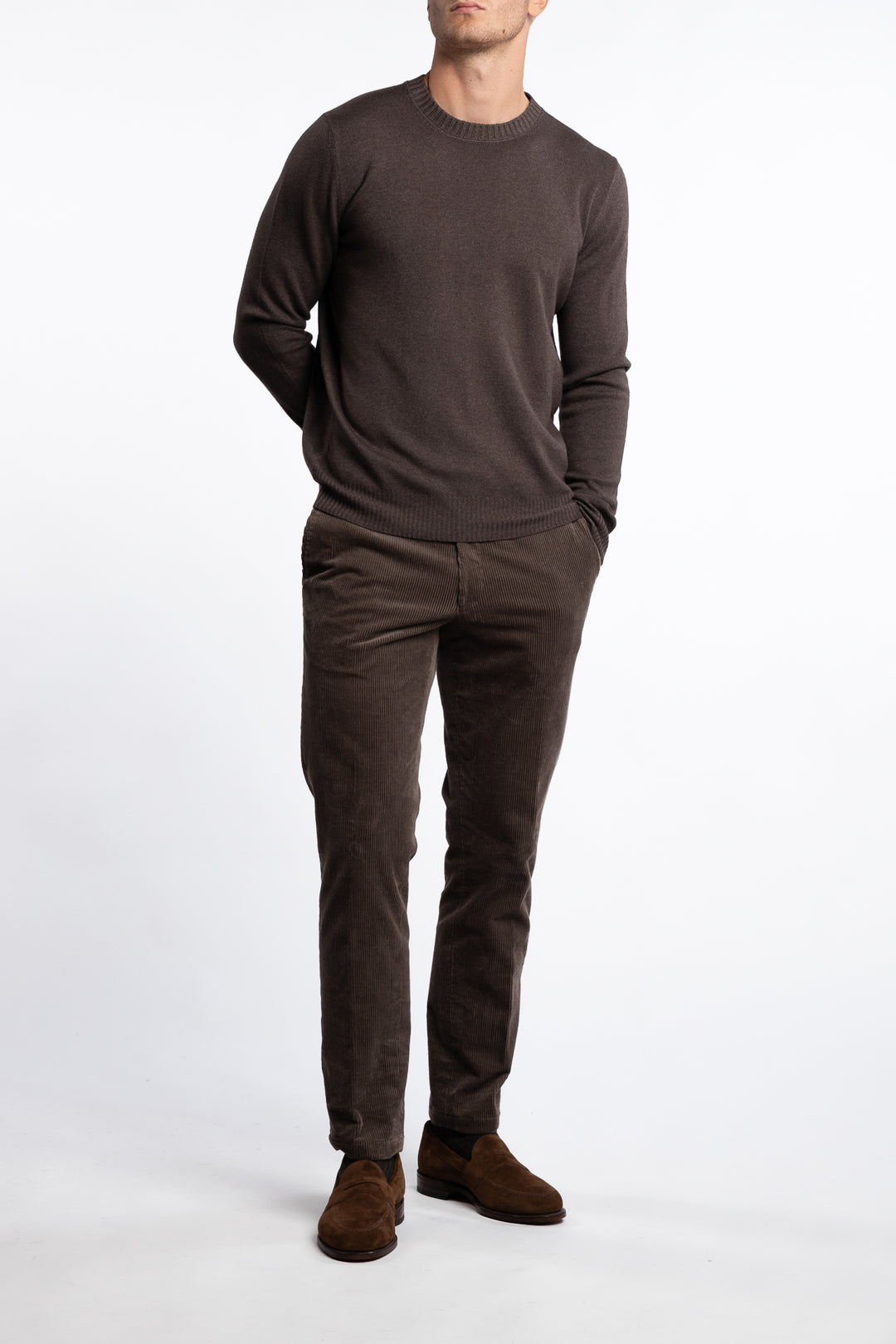 Crew Neck Vintage Wool/Cashmere Brown