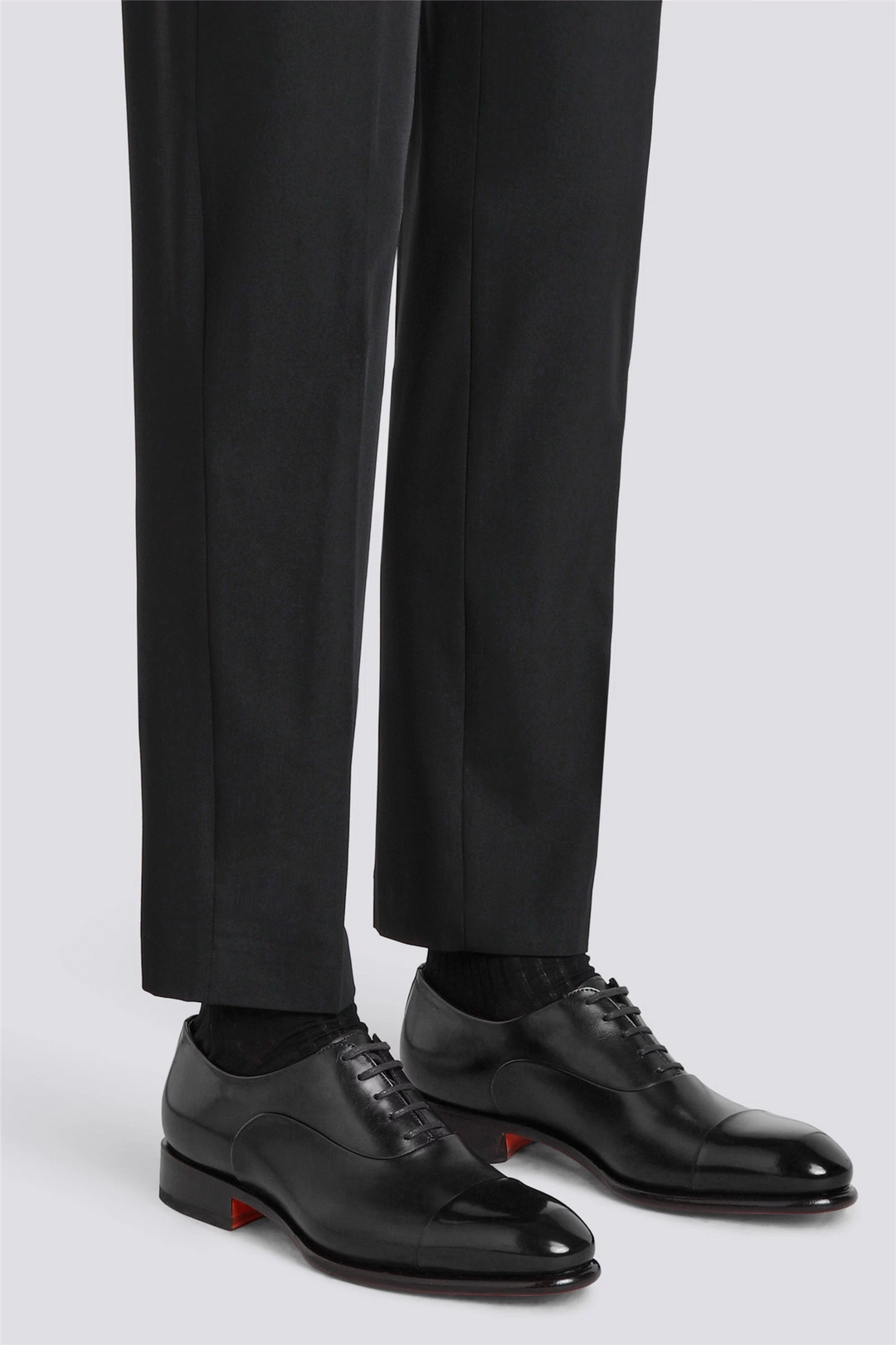 Isaac Polished Black Leather Oxford Shoe