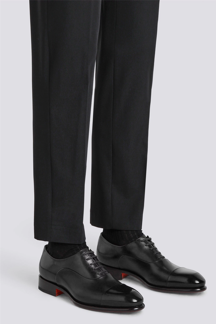 Isaac Polished Black Leather Oxford Shoe