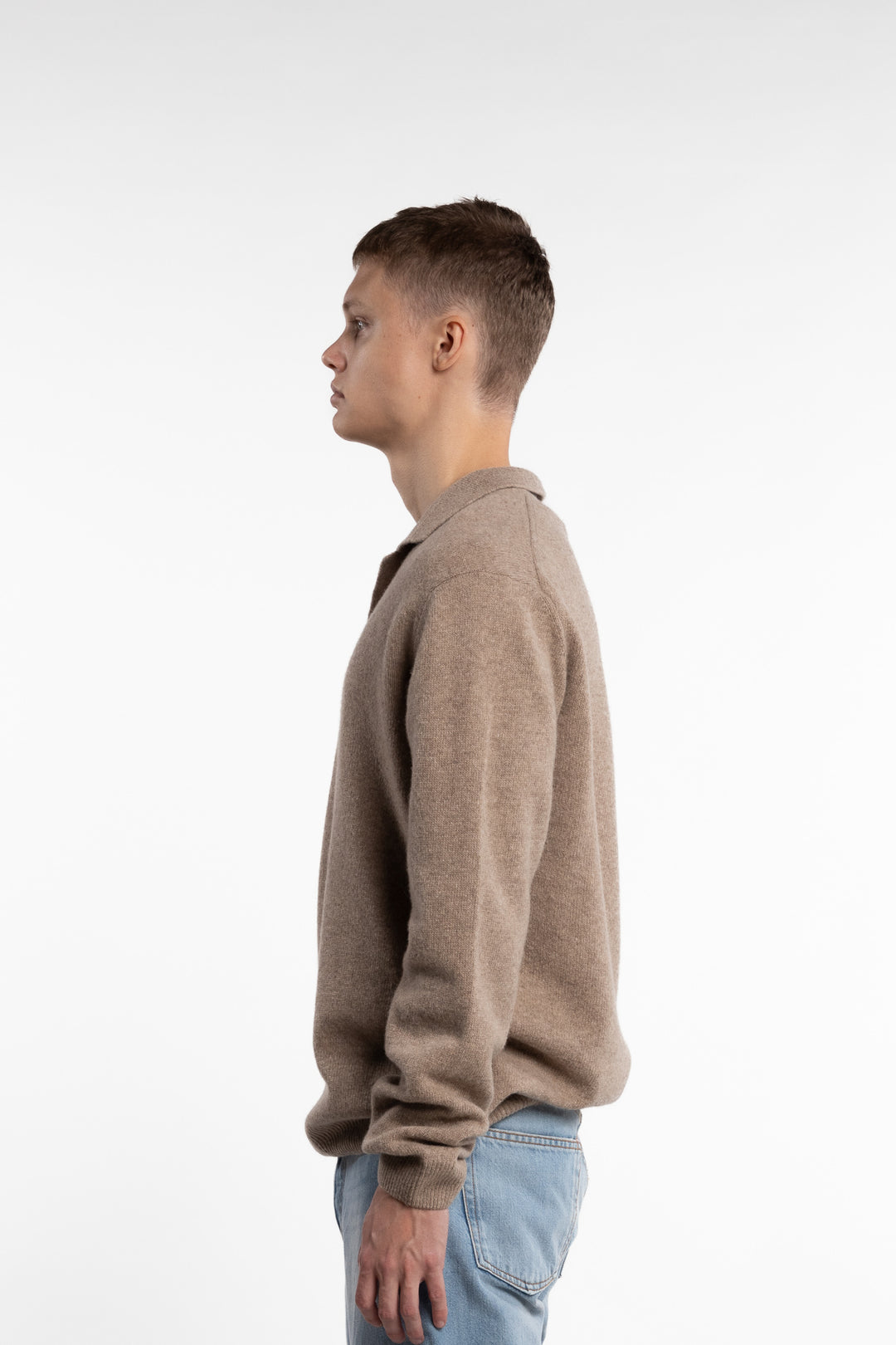 Karl Lambswool Polo Knit Beige