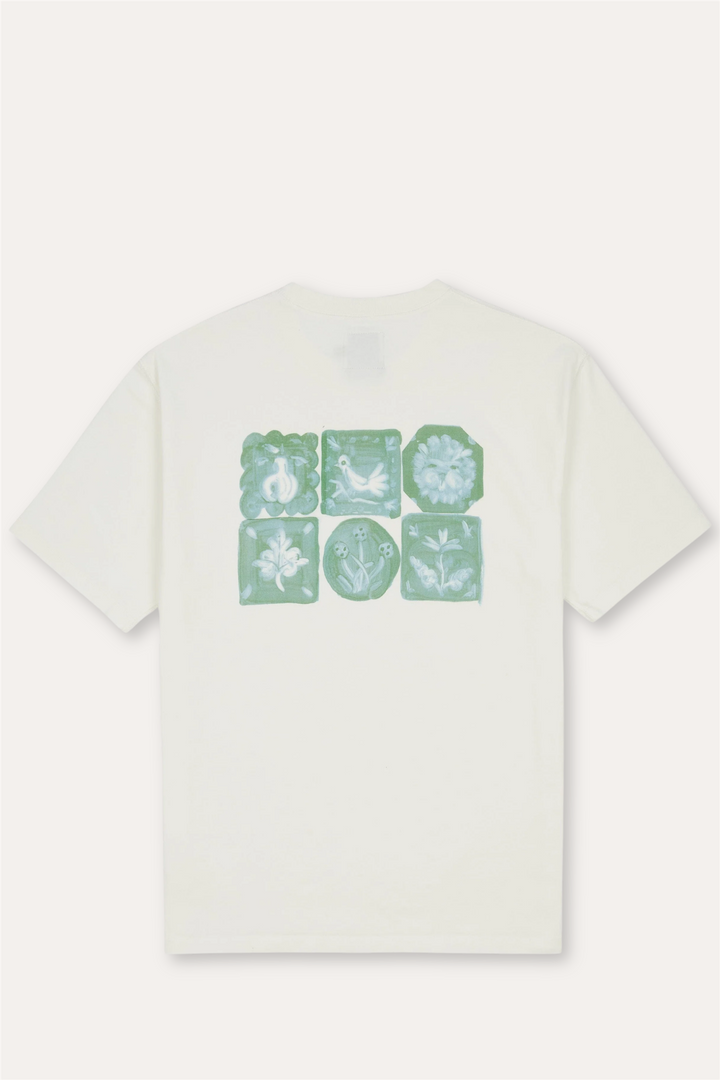 Antique White 'Tile' Print Short-Sleeve Hiking T-Shirt