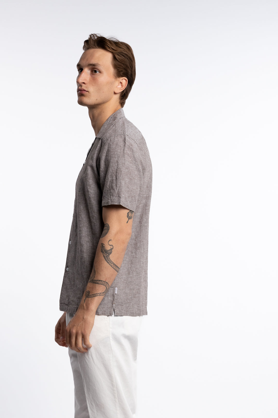 Casual Linen Blend Resort S/S Dk Stone