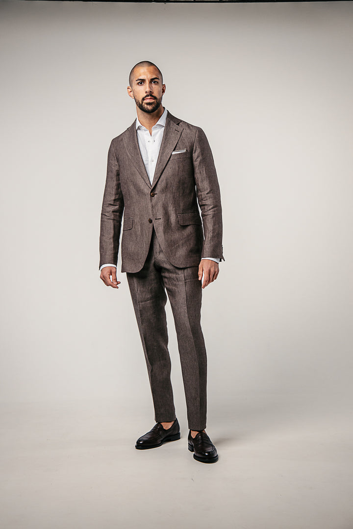 Ferry Regular Fit Soft Linen Blazer Dusk Brown