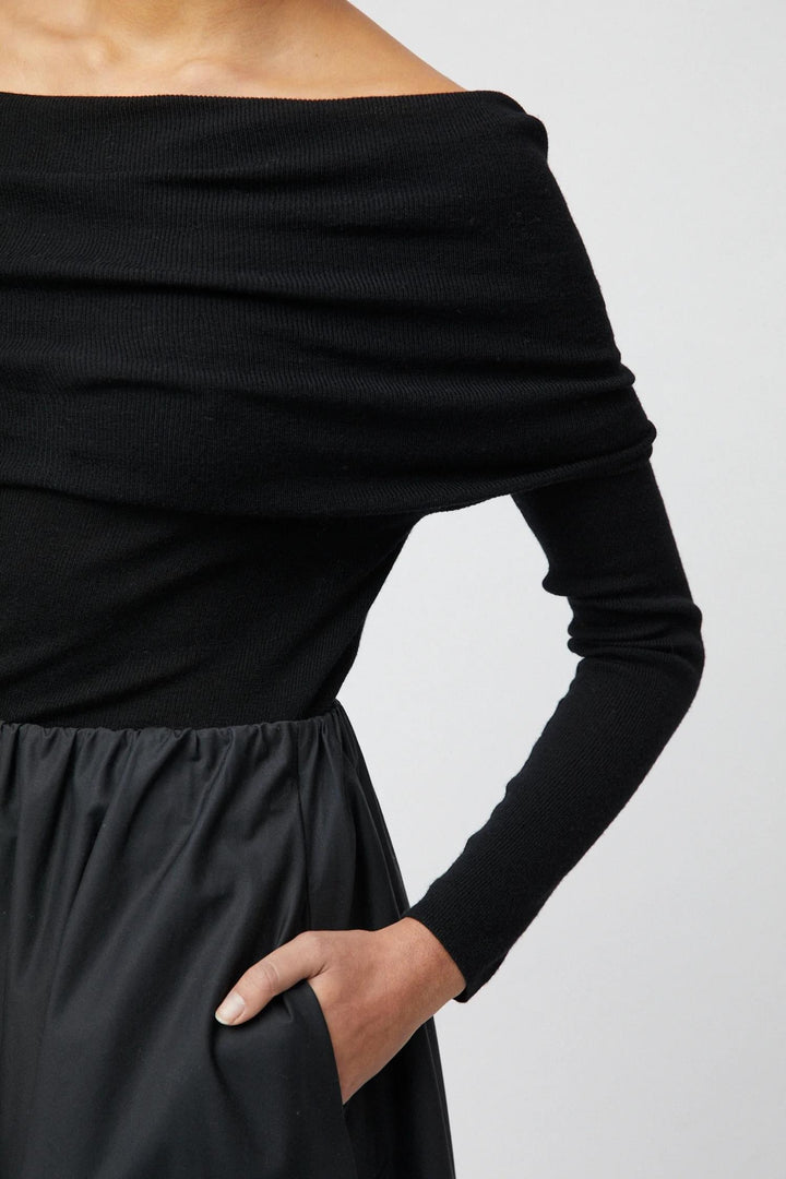 Vivienne Taffeta Midi Skirt - Jet Black