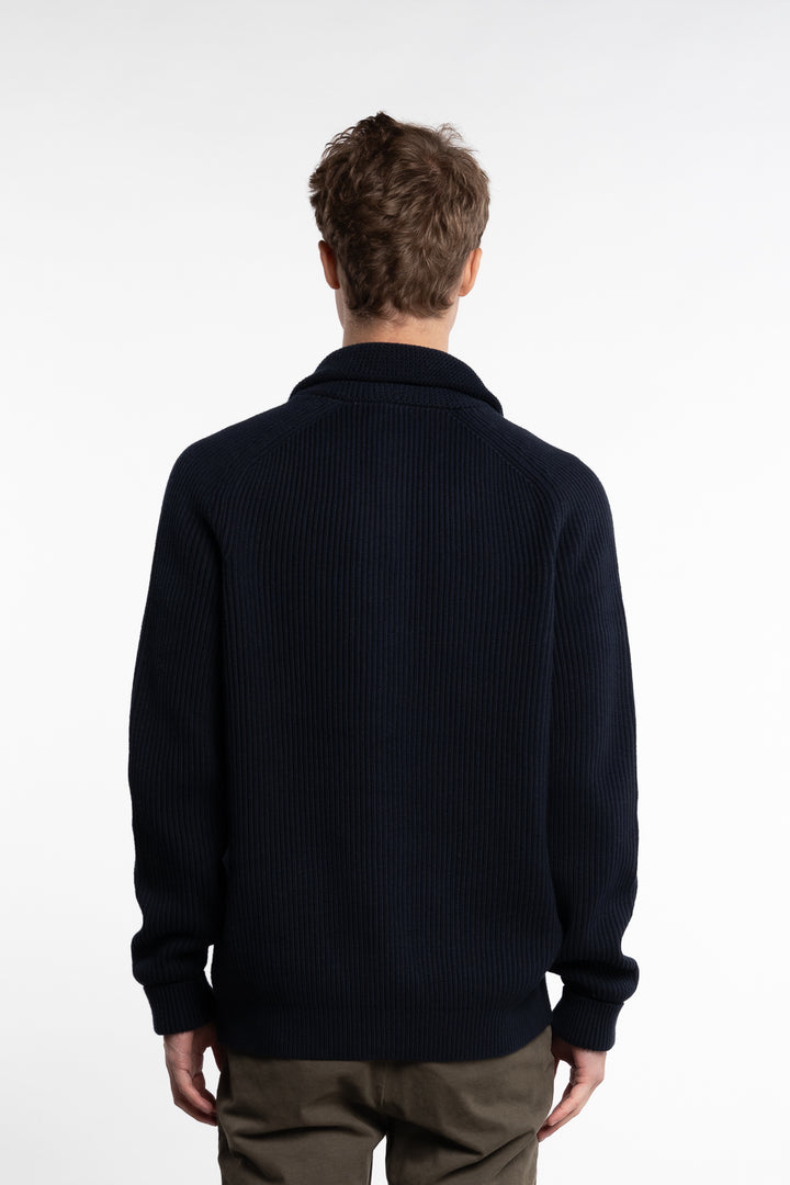 Brayden Wool/Cotton Cardigan Navy