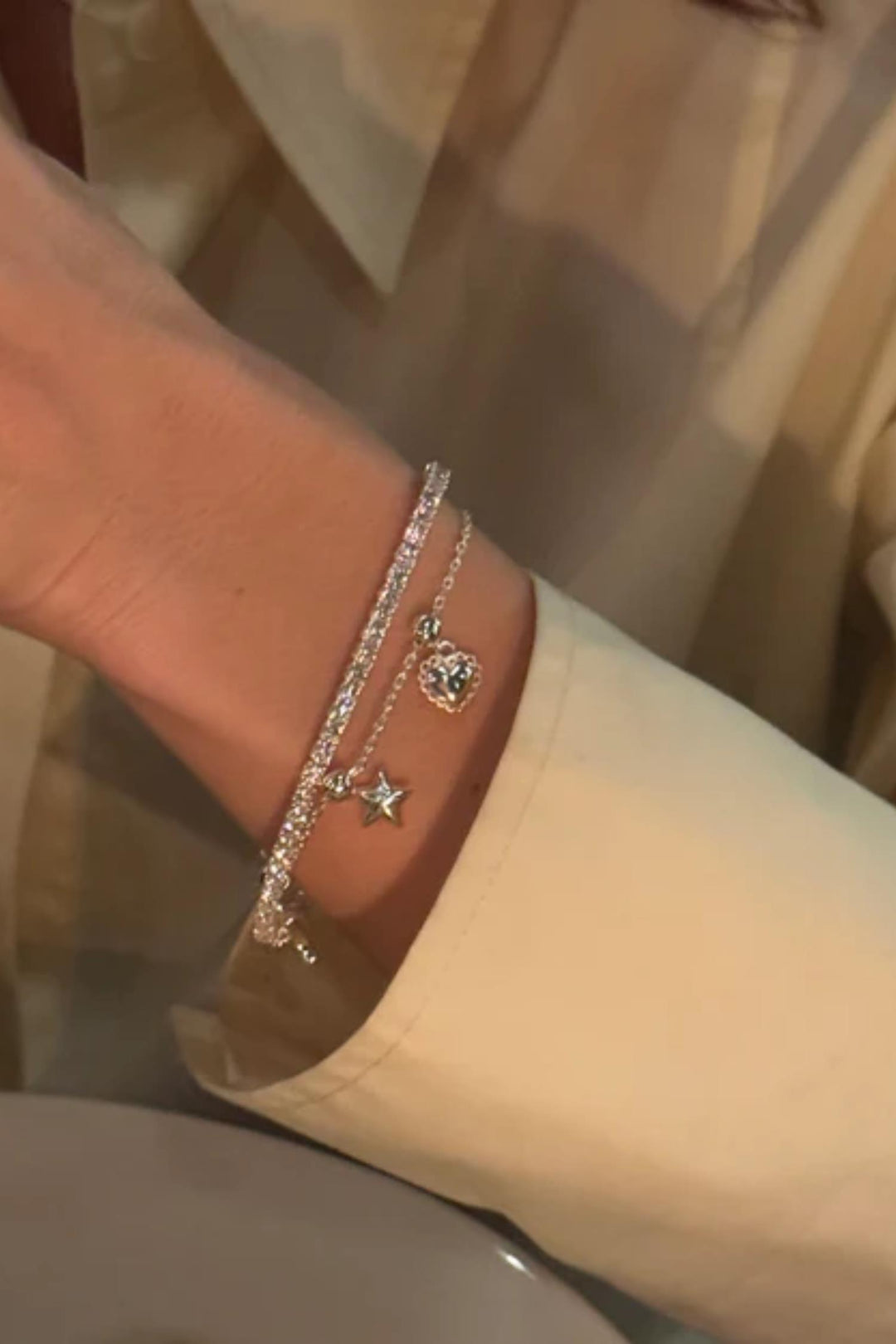 Charm bracelet silver -M/L
