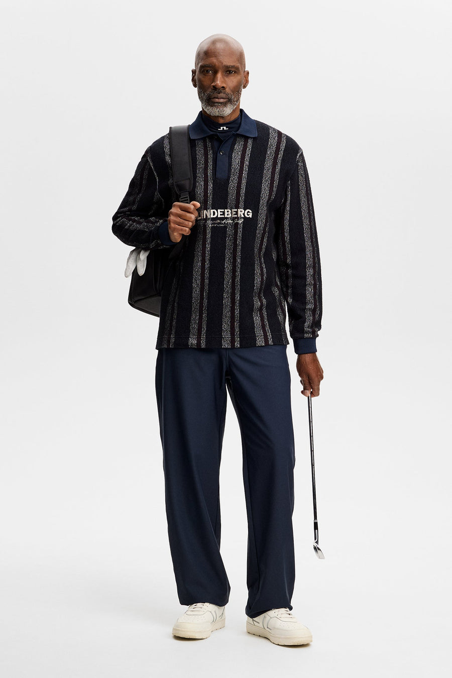 Bergman Jacquard Oversize Polo Garrett Polo Stripe Navy