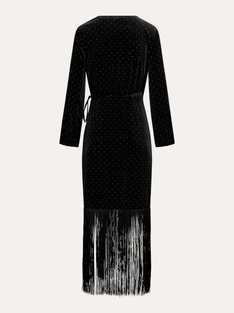 Sine Stud Velour Dress - Black