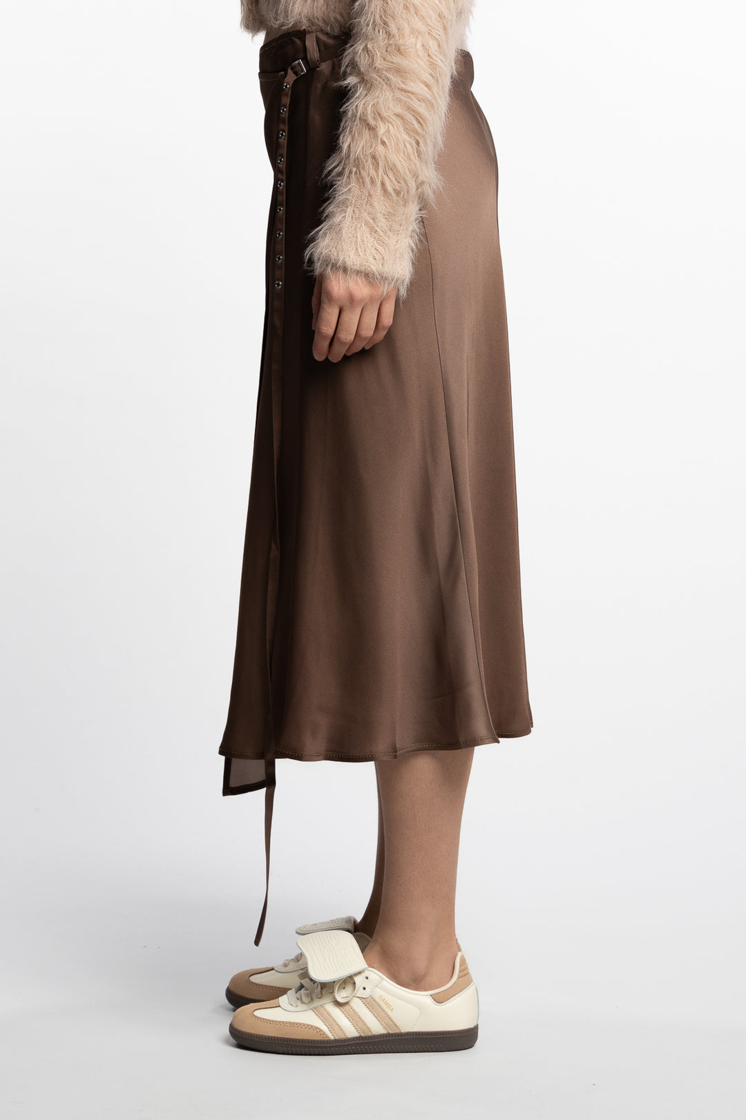 Satin Wrap Skirt- Golden Brown