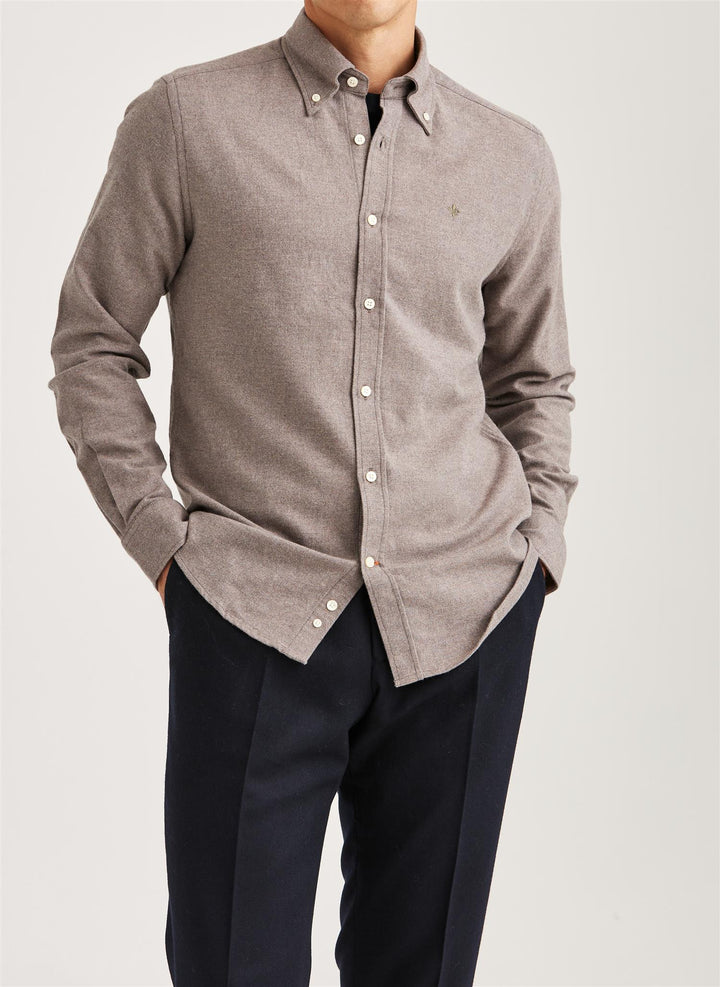 Twill Flannel Classic Fit Shirt Brown