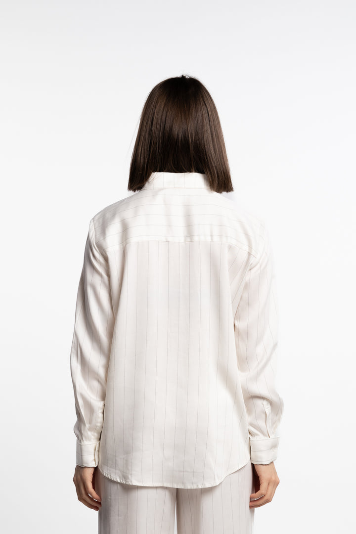 Cilla Shirt- Cream Pinstripe