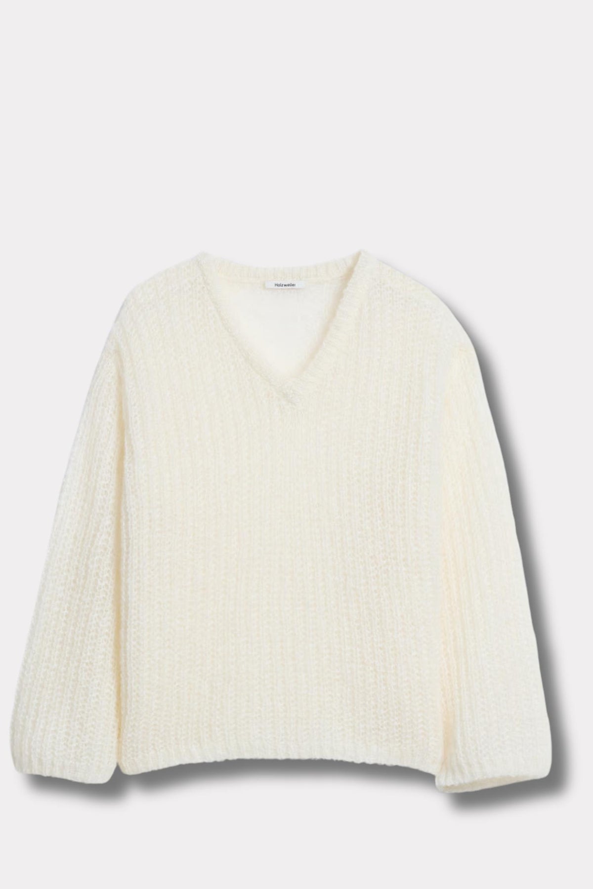 Boxy Mohair V Neck - Ecru