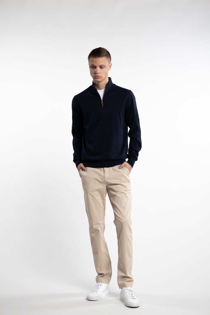 Knitted Wool Cashmere Half-Zip Blue