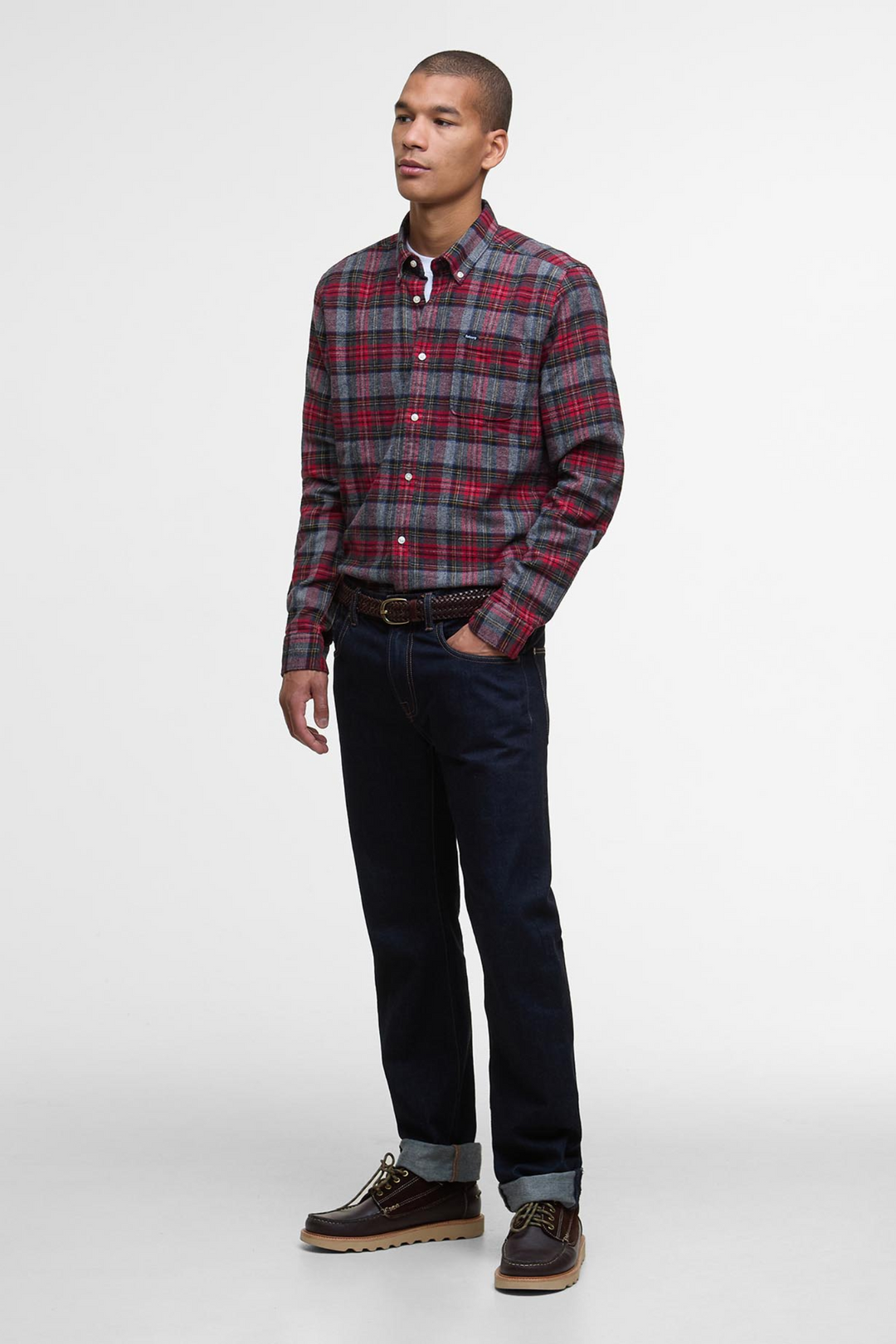 Ashroad Tailored Checked Shirt Red