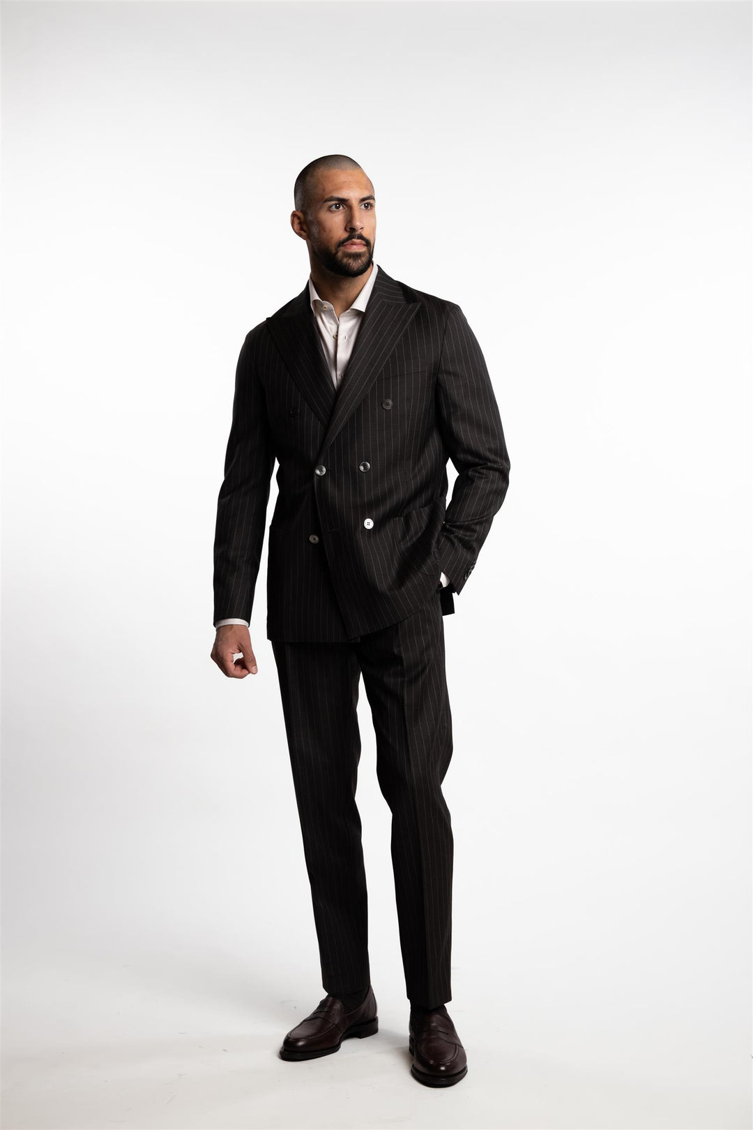 Vicenza DB Wool Blazer Dark Brown Pinstripe