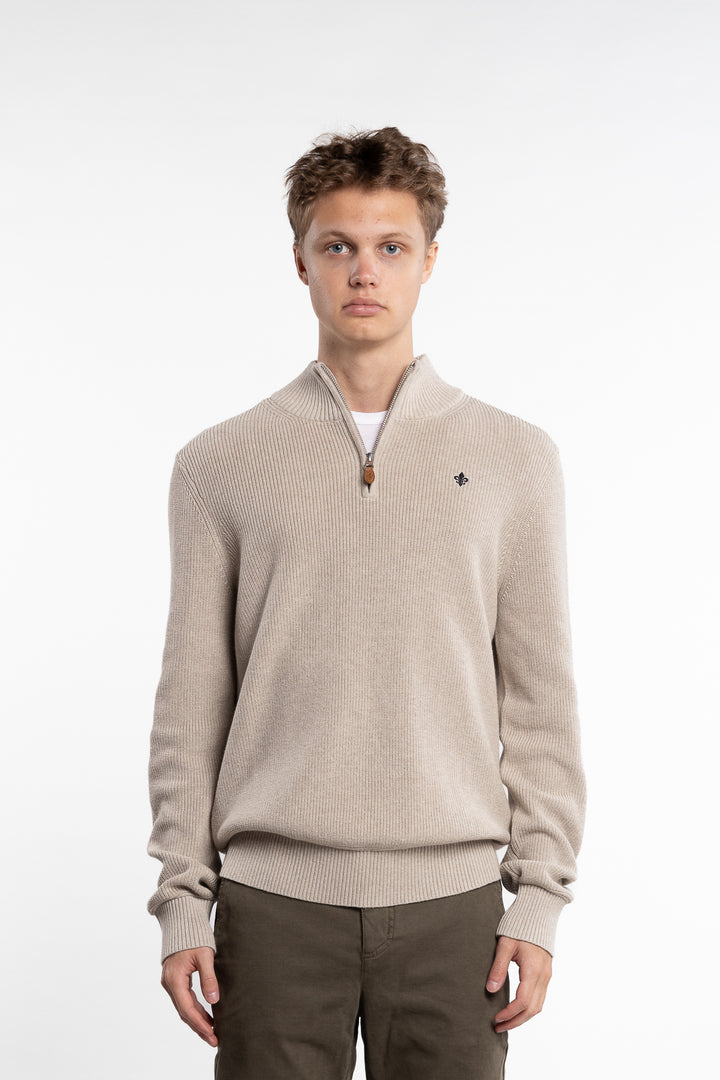 Bernard Cotton Half Zip Khaki