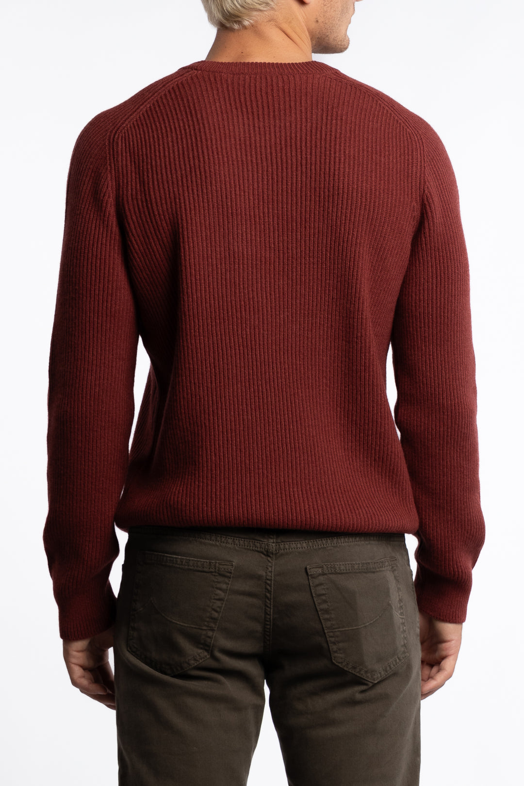Fisherman´s Rib Virgin Wool Crew Neck Red