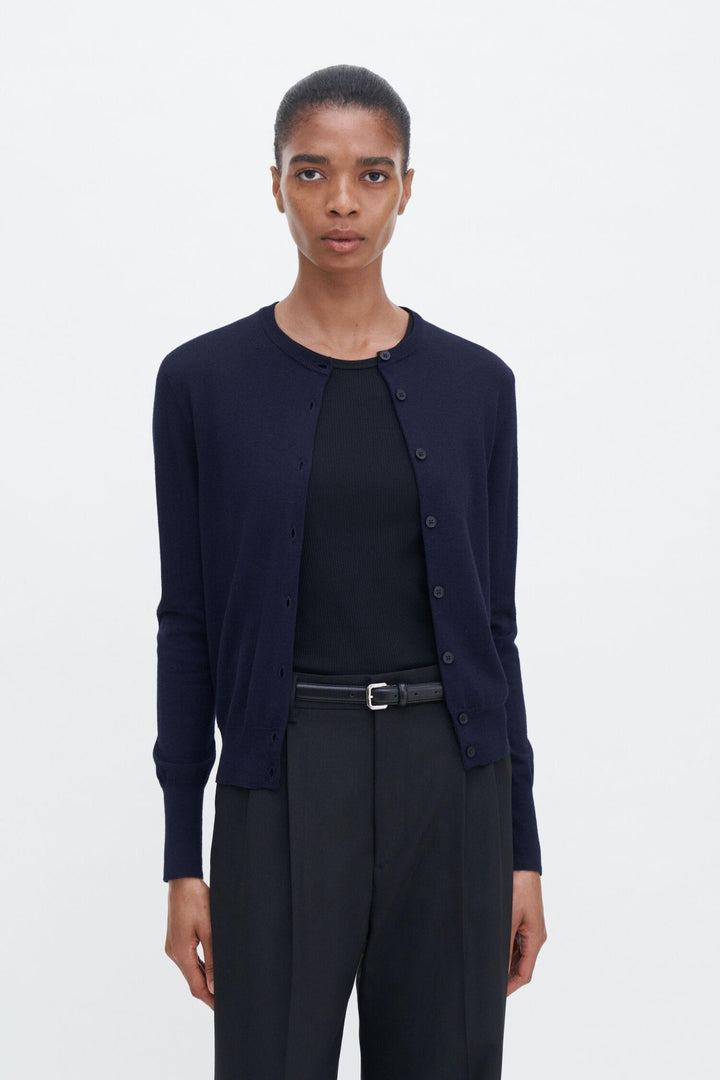 Merino Short Cardigan- Dark Navy