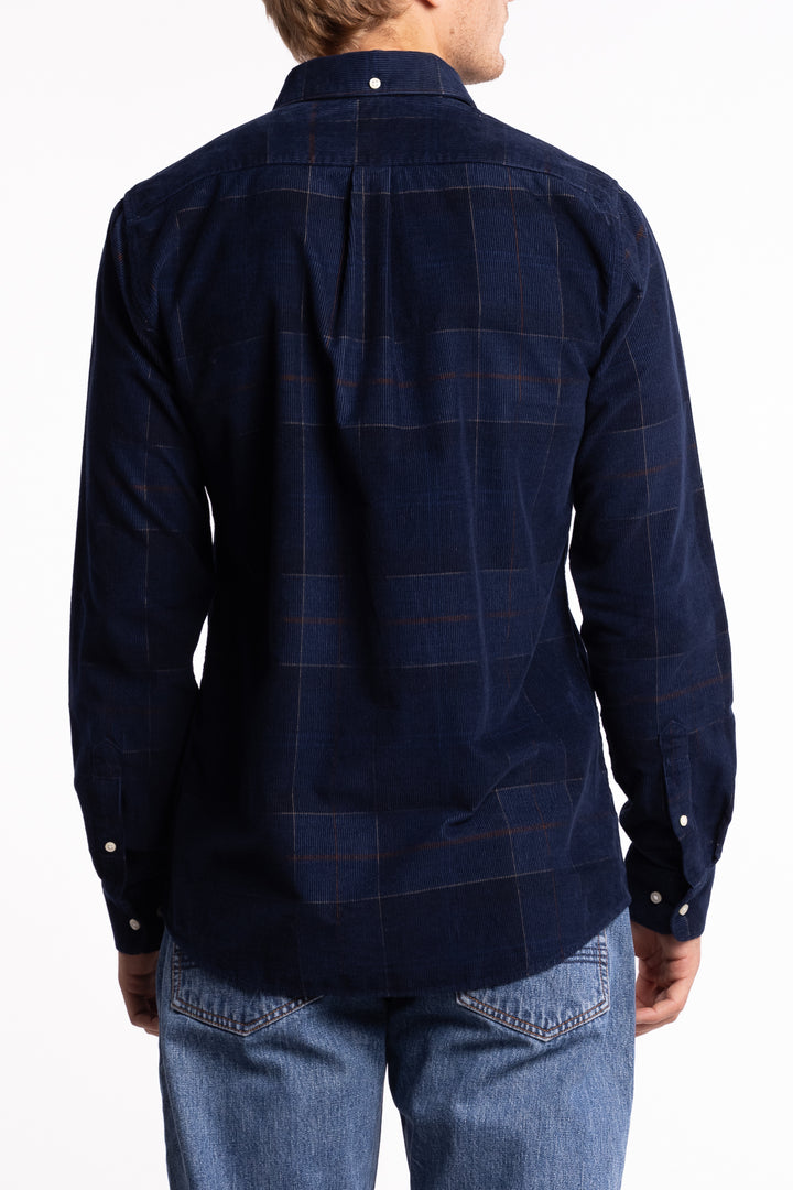 Blair Tailored Long-Sleeved Cord Shirt Midnight Tartan