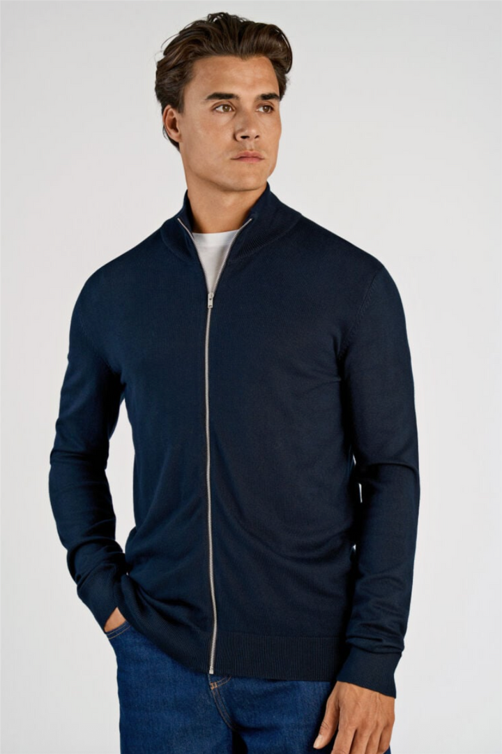 Ecovero Zip Cardigan Navy