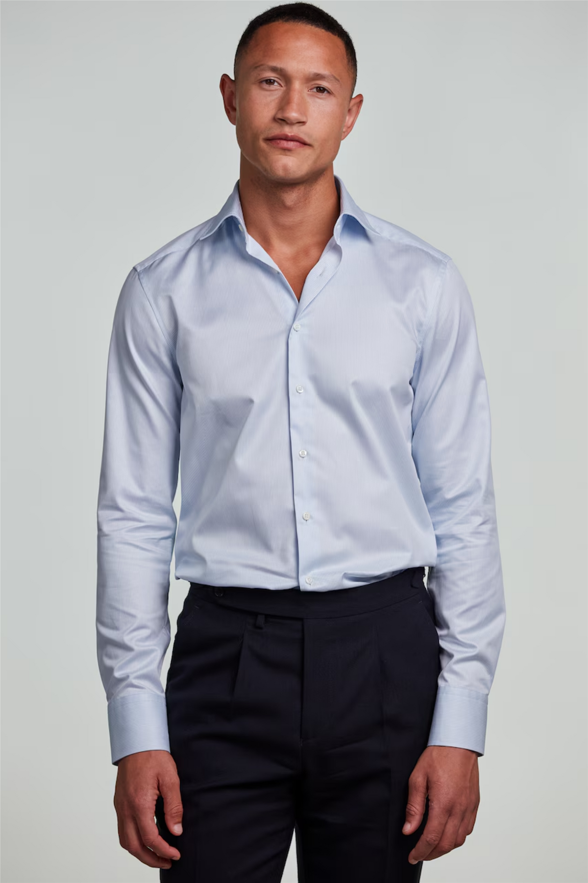 Regular Pinstriped Twill Shirt Light Blue