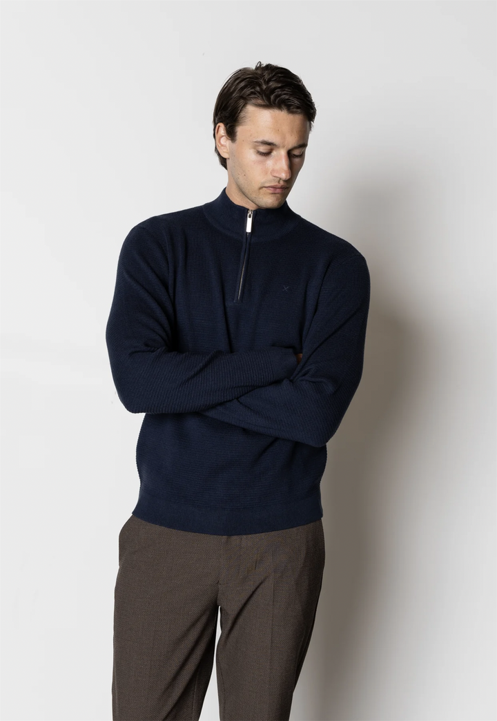 Oscar Half-Zip Knitted Jumper Navy