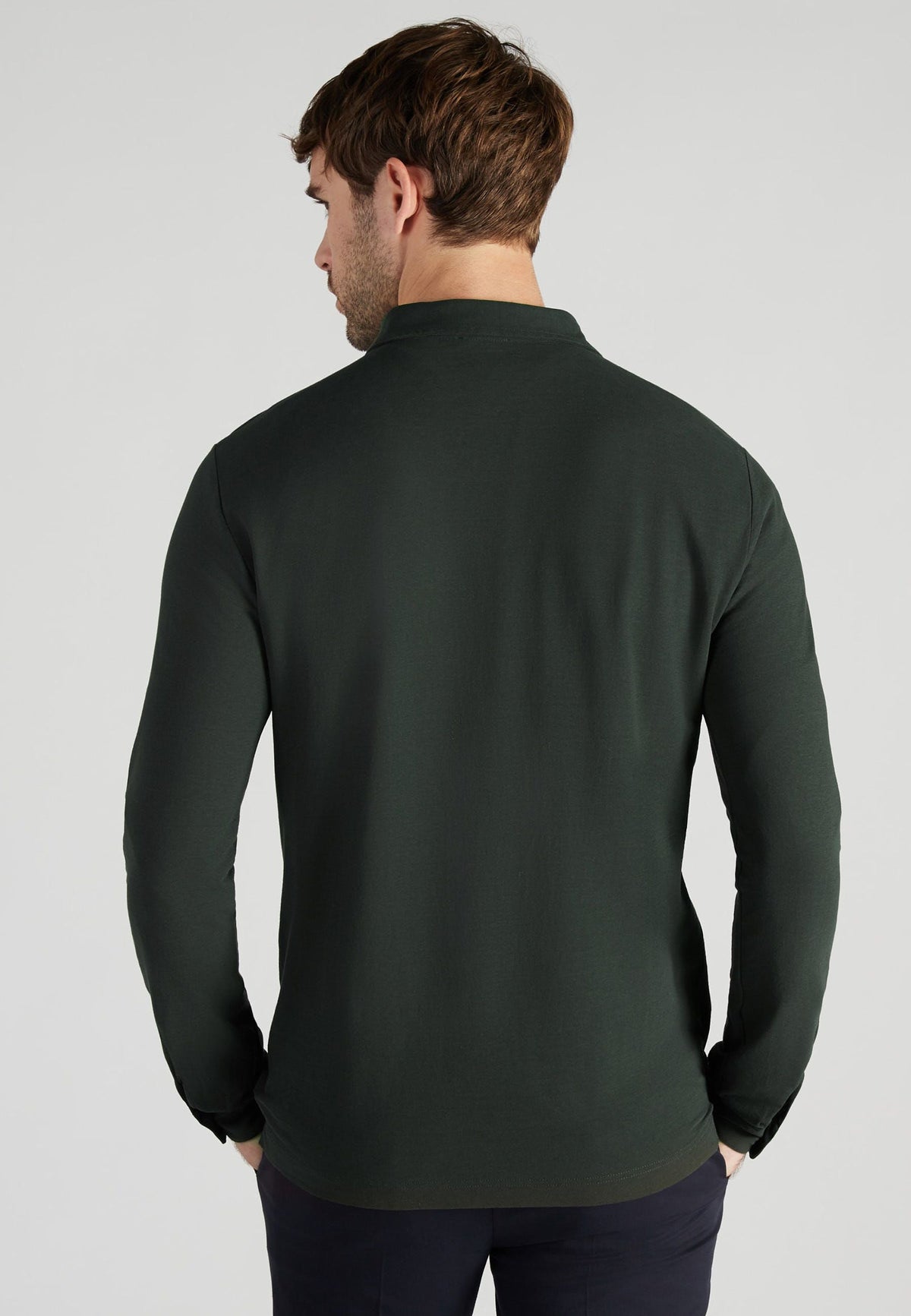 Ice Cotton Long Sleeve Polo Green