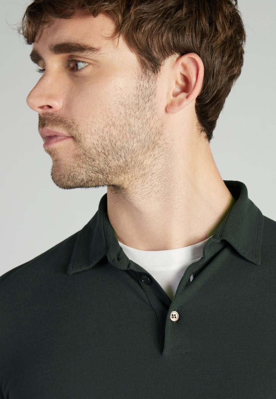 Ice Cotton Long Sleeve Polo Green