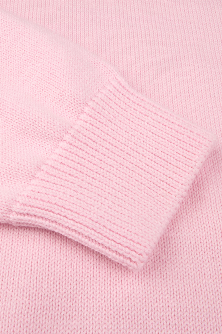 Sweater Knitted Crew Neck Organic Cotton Light Pink