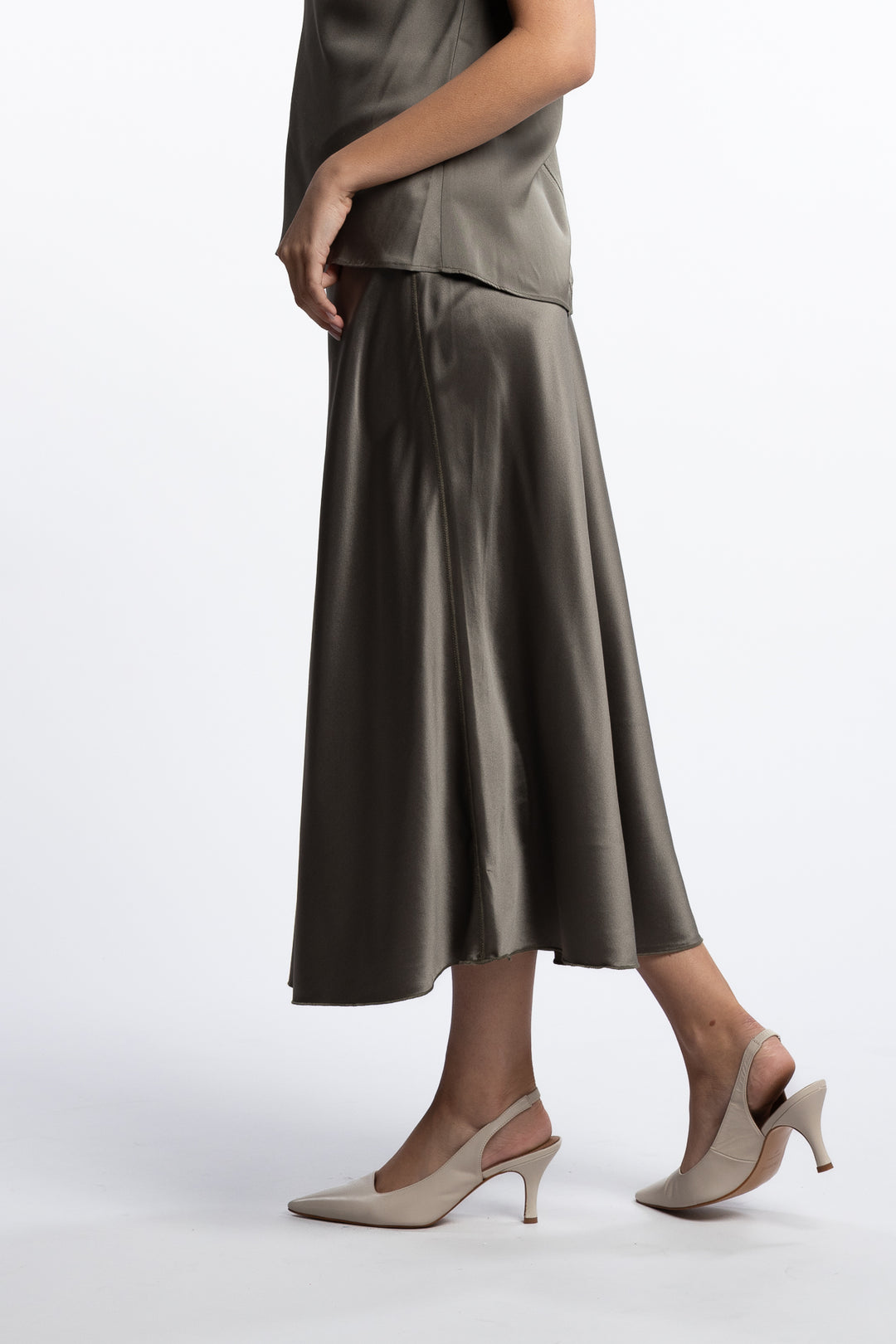Hana Satin Skirt- Light military