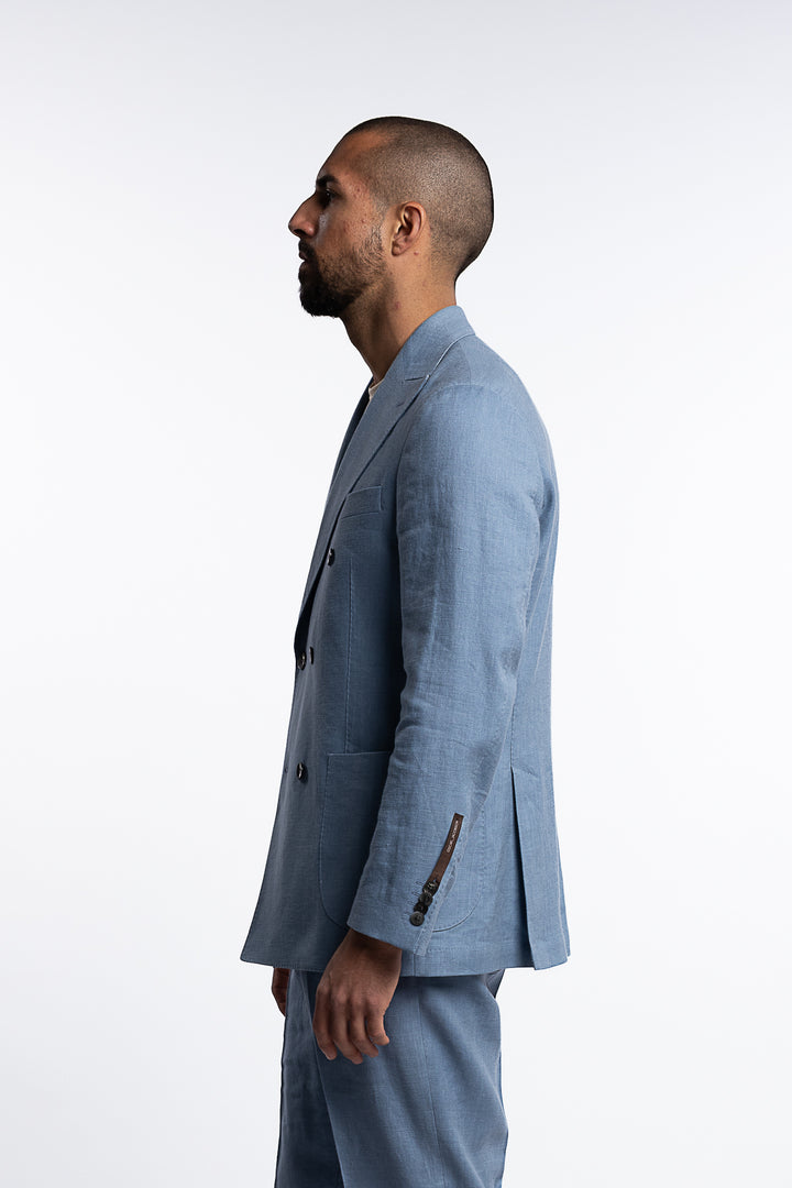 Farris Linen Patch Soft Blazer Smog Blue