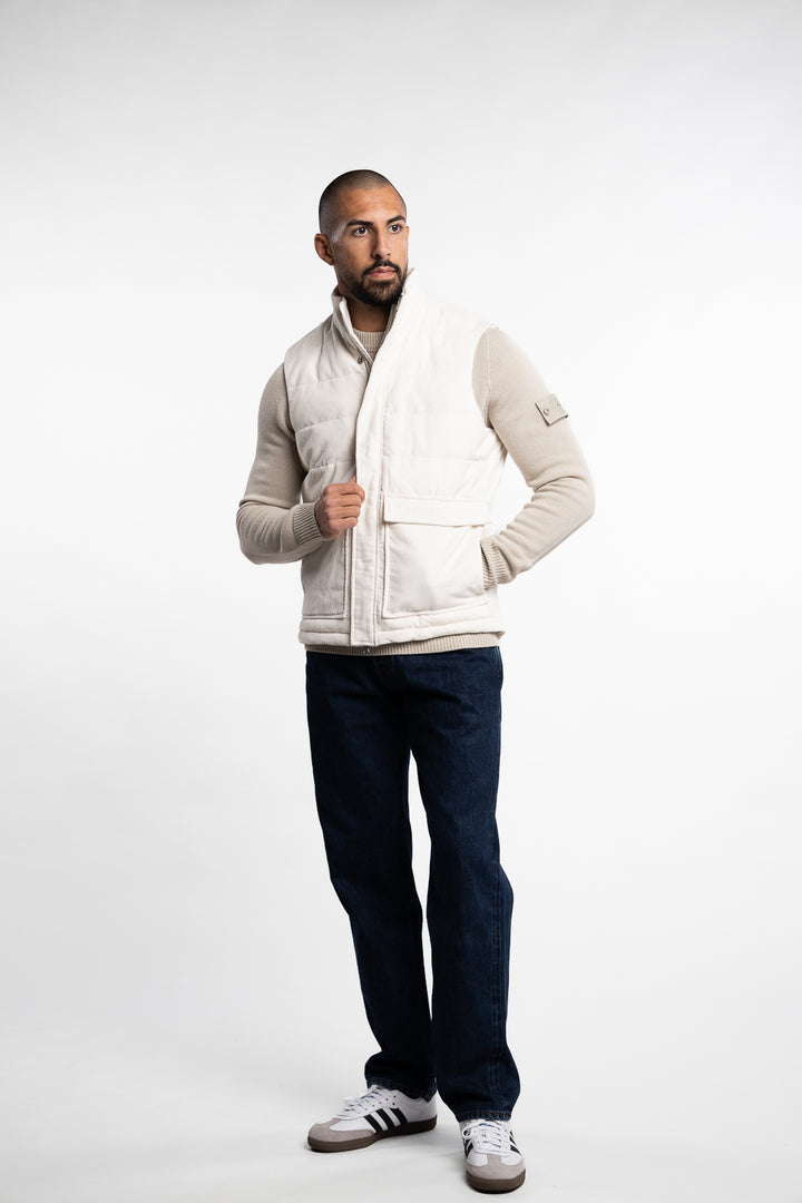 Vest Zip Corduroy Cotton Off-White