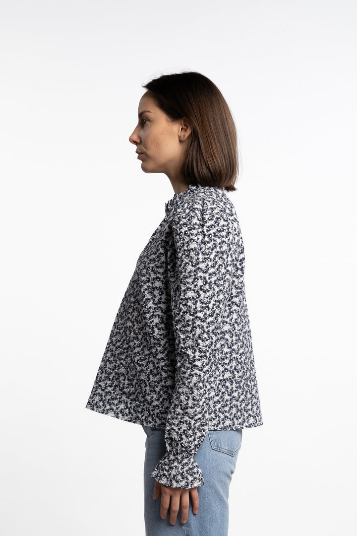 Jenny Blouse- Navy Rosehip Print