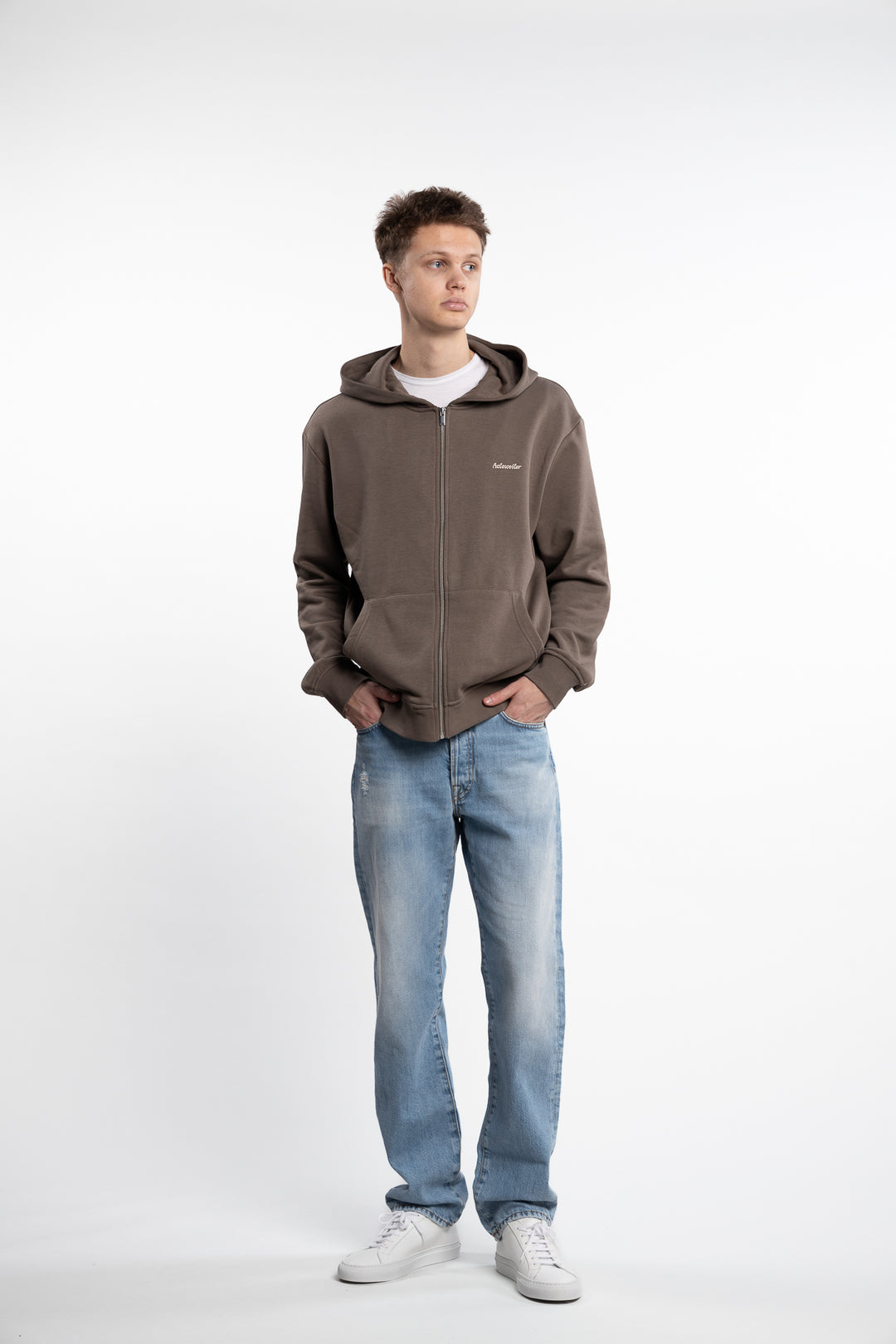 M Regular Light Zip Hoodie Taupe