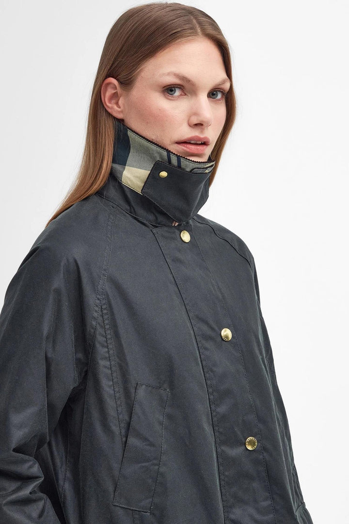 Long Beadnell Wax Jacket- Sage