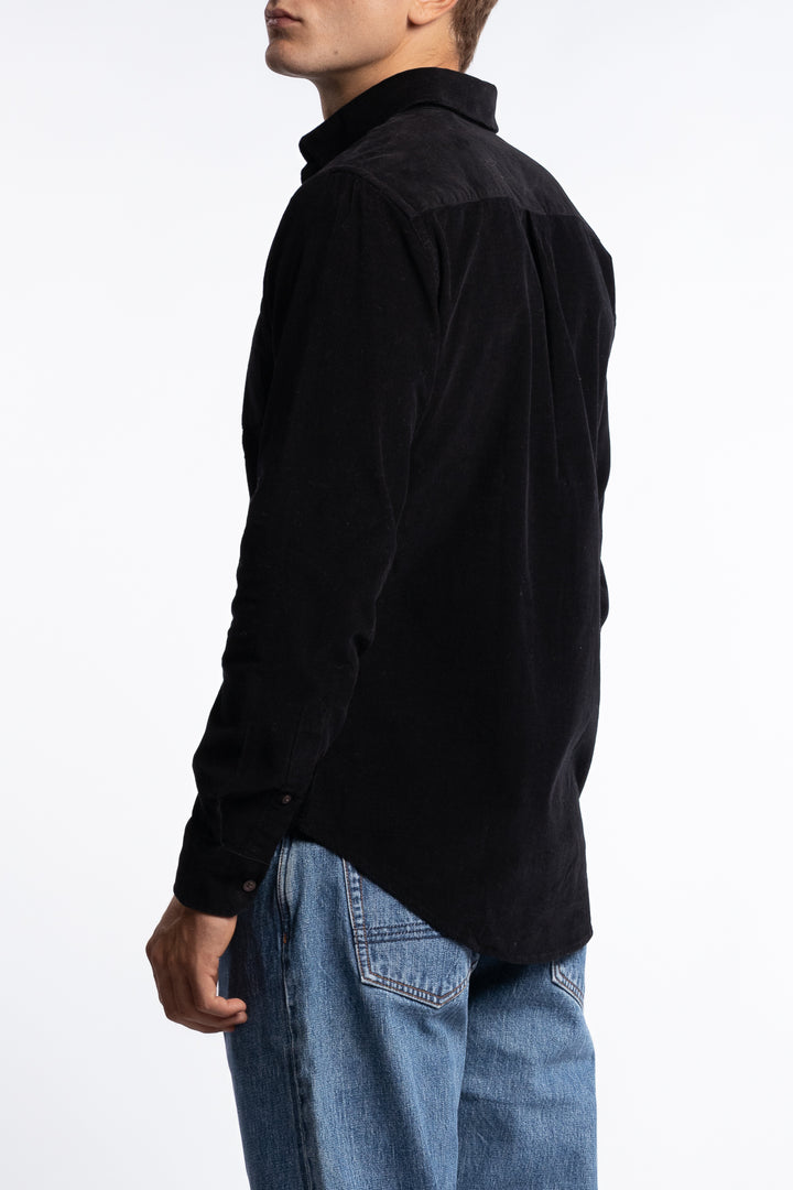 Anton LS BD Baby Cord Shirt Black