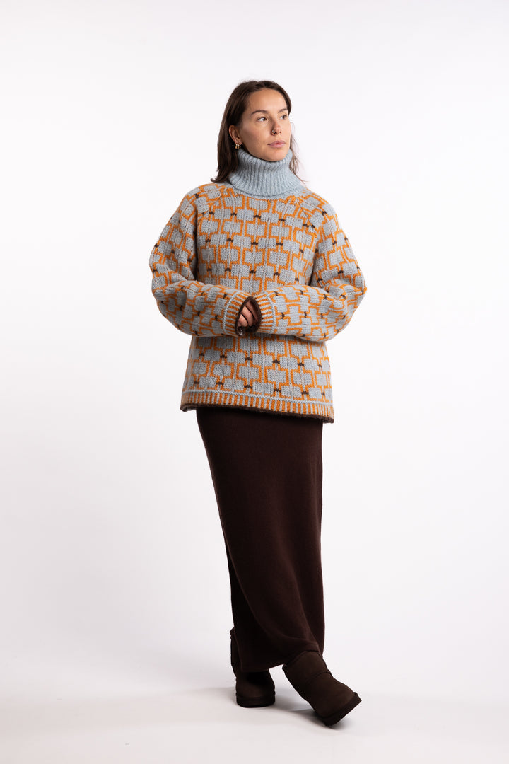 Norwegian Wool Turtleneck - Blue Mix