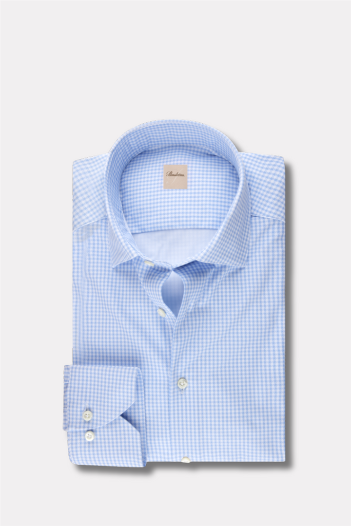 Slimline Blue Checked Jersey Shirt