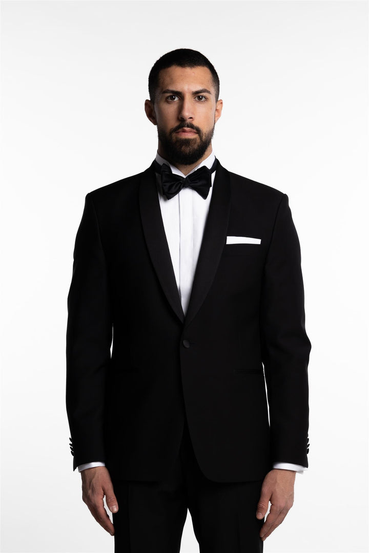 Filip Regular Fit Tuxedo Blazer Black