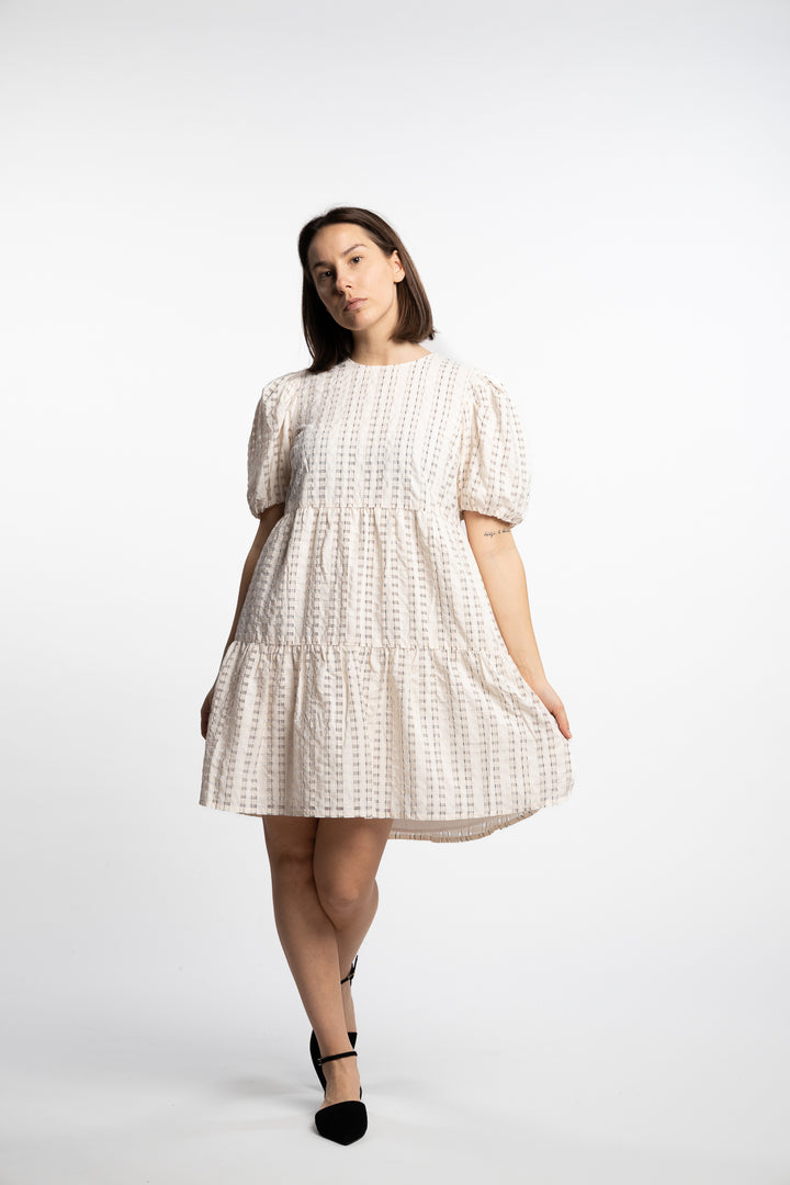 Santina Dress- Cream Check