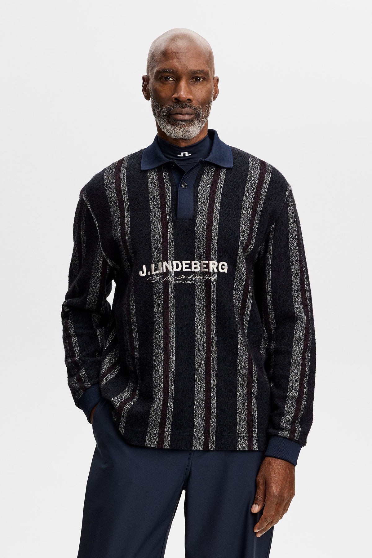 Bergman Jacquard Oversize Polo Garrett Polo Stripe Navy
