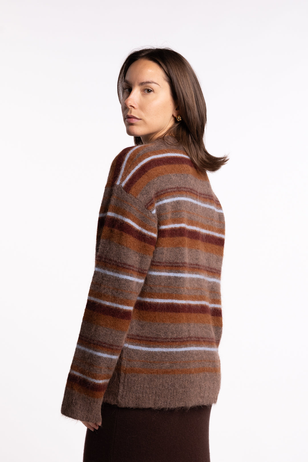 Fluffy Stripe Crew - Brown Stripe