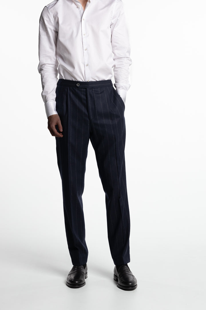 Prato Flannel Trousers Pinstripe Navy